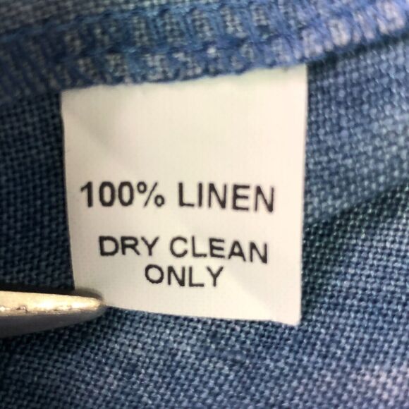 Catherine Bacon Sz L Indigo Shibori Dyed Jacket MOP Button Lagenlook 100% Linen - Picture 6 of 8